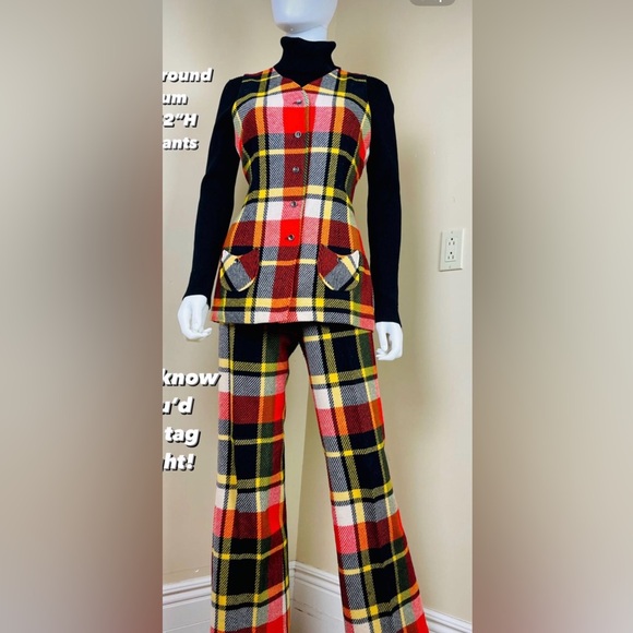 Other - Chic Plaid Women's Two-Piece Set - Red, Yellow, Black